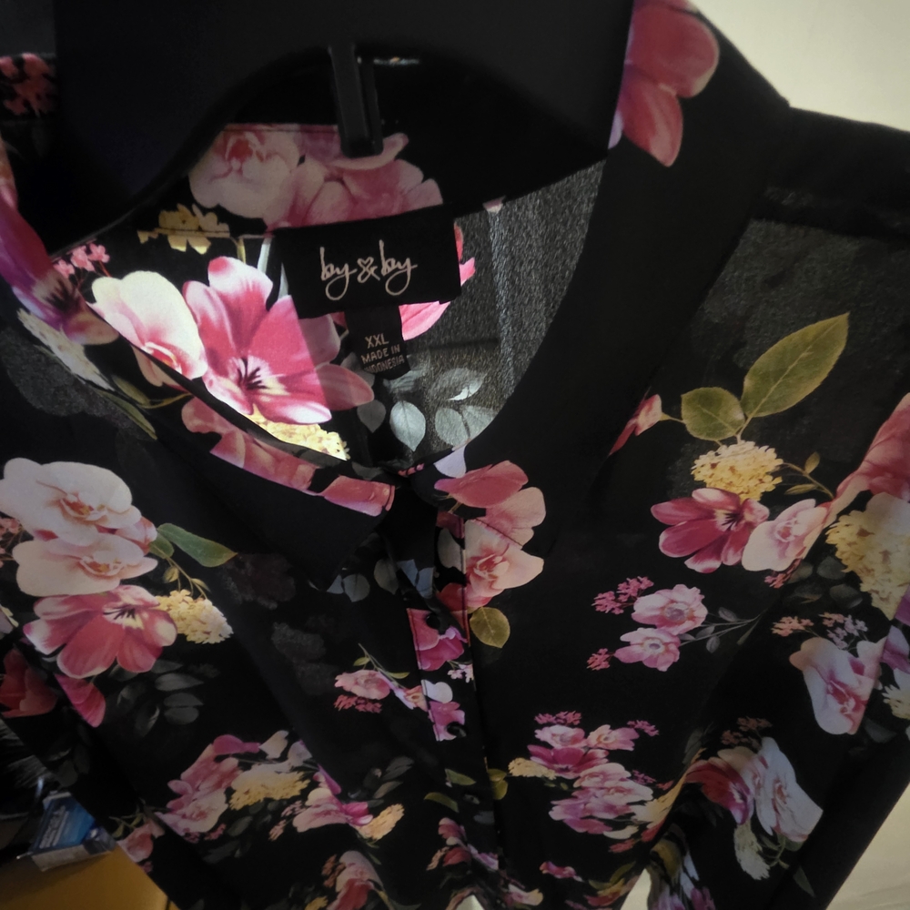 Floral Black Blouse by & by